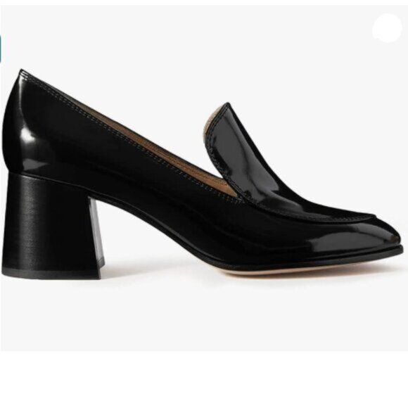 FOWT Women's Round Toe High Chunky Heel Pumps, Side V Cut Slip On Pumps Black - Picture 1 of 8